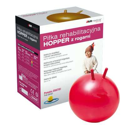 Piłka rehabilitacyjna dla dzieci HOPPER z rogami + POMPKA (HB2) 