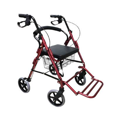 Podpórka rehabilitacyjna 4-kołowa z funkcją transportową - rozkładany podnóżek, siedzisko z oparciem, składana konstrukcja - Comfort (AR-022)