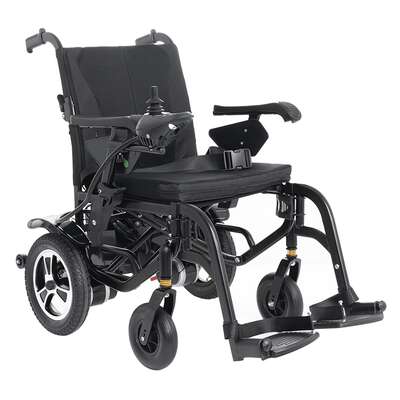 Wózek inwalidzki o napędzie elektrycznym z ramą krzyżakową - amortyzowane koła przednie, składane oparcie, odchylane podłokietniki - Cross Smart (DRVK0P)