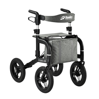 Podpórka czterokołowa z opcją składania jednym ruchem - aluminiowa podpórka na dużych pompowanych kołach idealna do użytku na nierównych powierzchniach - Mobilex (Puma Air)