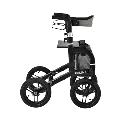Podpórka czterokołowa z opcją składania jednym ruchem - aluminiowa podpórka na dużych pompowanych kołach idealna do użytku na nierównych powierzchniach - Mobilex (Puma Air)
