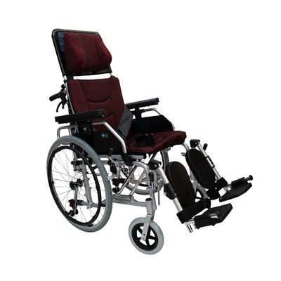 Wózek inwalidzki leżakowy z rozkładanym oparciem i podnóżkami unoszonymi do poziomu - koła antywywrotne i odpinana tapicerka - Cruiser Utilis (RF-11)