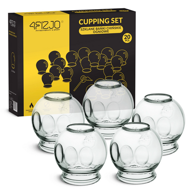 Zestaw baniek szklanych - tradycyjne bańki ogniowe - wysoka jakość wykonania, różne rozmiary - 4Fizjo (Glass Cupping Set-20)