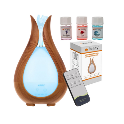 Dyfuzor zapachowy z lampką LED - nawilżacz ultradźwiękowy - 7 kolorów podświetlenia, 2 tryby pracy (24610)