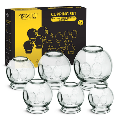 Zestaw baniek szklanych - tradycyjne bańki ogniowe - 4Fizjo (Glass Cupping Set-12)