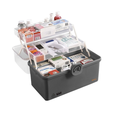 Organizer na leki - dwupoziomowe, rozkładane półki, bezpieczne zamknięcie - Ruhhy (24499)