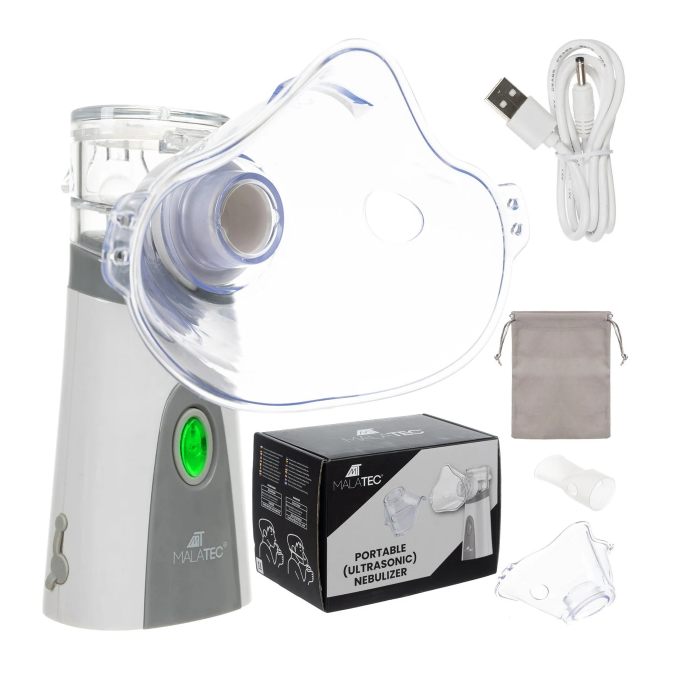 Przenośny nebulizator ultradźwiękowy - inhalator membranowy - lekki i poręczny, cichy tryb pracy (22706)
