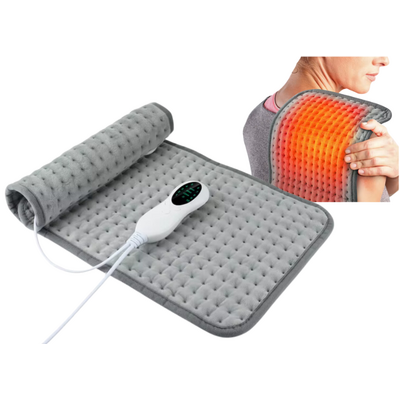 Duża elektryczna poduszka rozgrzewająca 60x30 cm - podgrzewana mata z regulacją temperatury + timer - przyjemny w dotyku materiał, intuicyjny panel sterowania (24886)