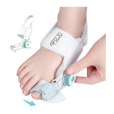 Korektor na haluksa z wkładką żelową - aparat korygujący nieprawidłowe odchylenie dużego palca - ruchoma konstrukcja, regulowane paski mocujące + pokrętło (4Fizjo Halux Corrector)