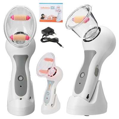 Masażer próżniowy z rolkami masującymi - modelowanie ciała, poprawa jędrności skóry - poręczny masażer antycellulitowy - Celluless MD (15048)