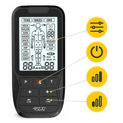Elektrostymulator mięśni 3w1 - bezprzewodowy elektrostymulator TENS i EMS - blokada klawiatury, czytelny wyświetlacz (4Fizjo Combo Lite)