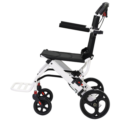 Wózek transportowy z hamulcami postojowymi dla opiekuna - ultralekka, aluminiowa rama, odchylane podłokietniki (AT52316)