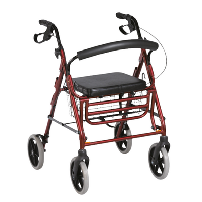 Podpórka rehabilitacyjna 4-kołowa z funkcją transportową - rozkładany podnóżek, siedzisko z oparciem, składana konstrukcja - Comfort (AR-022)