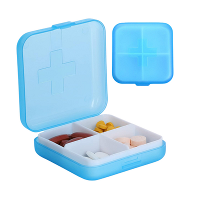 Kieszonkowy organizer na leki - pojemnik na suplementy z czterema przegródkami - podróżny pojemnik na tabletki ze szczelnym zamknięciem (24397)
