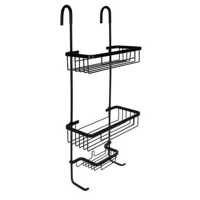 Półka łazienkowa pod prysznic - czarna - zawieszana półka prysznicowa - nowoczesny wygląd, łatwy montaż (16723)