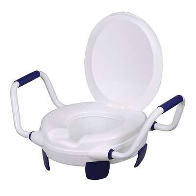 Nakładka toaletowa podwyższająca z klapą + uchwyty ułatwiające wstawanie (clipper V)