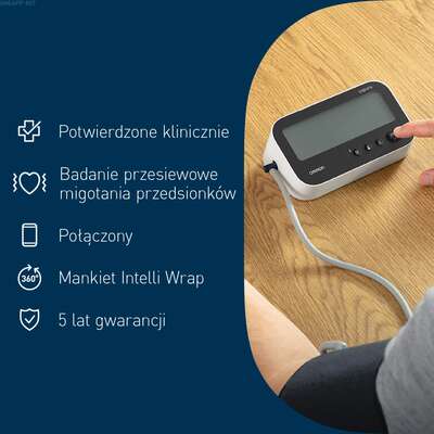 Ciśnieniomierz naramienny z Technologią Intellisence, kompatybilny z aplikacją Omron connect (Omron M4 Connect AFiB)