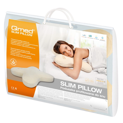 Duża MIĘKKA Poduszka ortopedyczna z pianki leniwej do spania (Qmed Slim pillow)