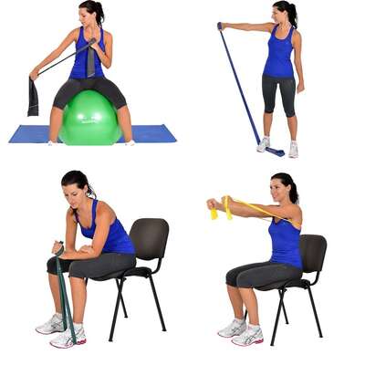 DUŻY ZESTAW Taśm do ćwiczeń oporowych 2,5m - 5 sztuk (resistance band)