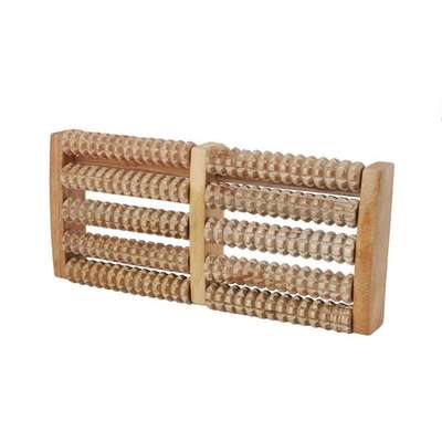 Podwójny masażer do stóp - drewniany roller z wypustkami do akupresury (foot_massx2)