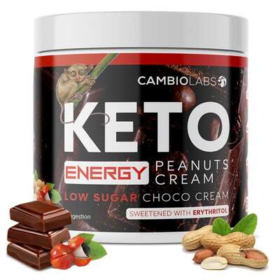 Masło orzechowo-czekoladowe z dodatkiem kawy i guarany - wegański krem czekoladowy bez cukru (Keto Energy Peanuts Cream)