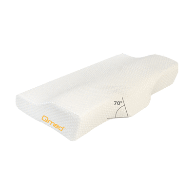 Poduszka rehabilitacyjna o ergonomicznym kształcie do odciążenia kręgów szyjnych - oddychająca pianka z pamięcią + dodatkowy pokrowiec gratis (ergo pillow Qmed)