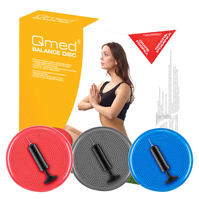 Dwustronna poduszka sensoryczna do wzmacniania mięśni i rehabilitacji + pompka (BALANCE DISC Qmed)