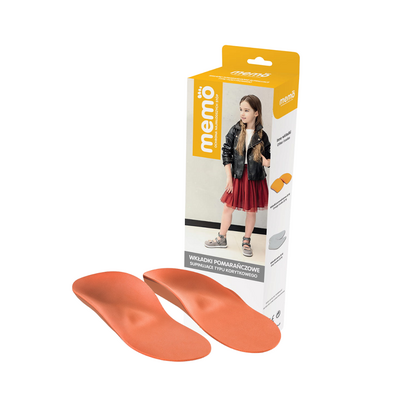 KOMPLEKSOWE dziecięce wkładki ortopedyczne - korygujące KORYTKOWE (Memo pomarańczowe PEŁNE)
