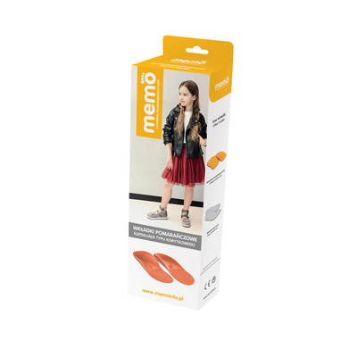 KOMPLEKSOWE dziecięce wkładki ortopedyczne - korygujące KORYTKOWE (Memo pomarańczowe PEŁNE)
