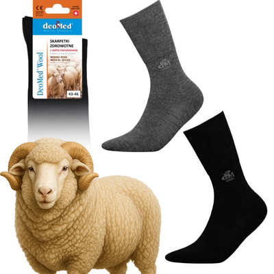 Profilaktyczne skarpetki BEZUCISKOWE z wełną merynosową (Deomed Wool)