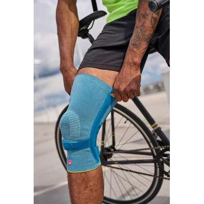 Stabilizator kolana na więzadła i ścięgna rzepki - materiał o medycznym ucisku + silikonowe peloty 3D - kierunkowa stabilizacja, odciążenie rzepki - opaska dla aktywnych (Genumedi Pss)