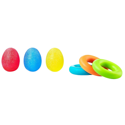 Wielozadaniowy zestaw do wzmocnienia mięśni rąk i rehabilitacji - rozbudowany trener dłoni - zestaw gum  do ćwiczeń nadgarstka o różnym oporze - zestaw 9 elementów + etui (Iso 9 Set)