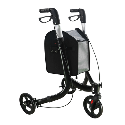 Ultralekka podpórka rehabilitacyjna 3-kołowa aluminiowa - składana rama, nowoczesny wygląd + torba na zakupy - Ultra (AR-027)