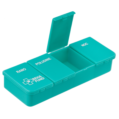 Kasetka jednodniowa na leki - 4 dawki - rano, południe, wieczór, noc - czterokomorowy organizer na leki Reha Fund (RF-352)