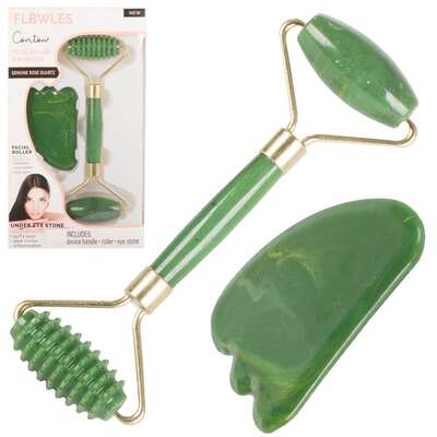 Roller do masażu twarzy, szyi i dekoltu z dwiema głowicami - poprawa wyglądu skóry, niwelowanie oznak zmęczenia (24365)