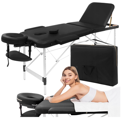 Stół do masażu i rehabilitacji 60 cm z regulacją blatu - przenośny stół do terapii manualnej - składana konstrukcja, duża stabilność, ergonomiczny zagłówek (4Fizjo Massage Table +)
