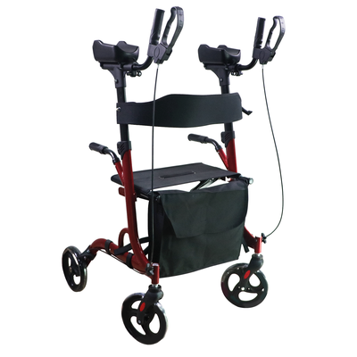 Podpórka rehabilitacyjna 4-kołowa aluminiowa z podparciem łokci - stabilna konstrukcja, szybki system składania + torba na zakupy + uchwyt na kulę - Support (AR-028)