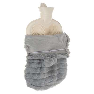 Termofor w miękkim pokrowcu - poręczny ogrzewacz gumowy do termoterapii + pluszowe etui - łatwy w użyciu (019806)