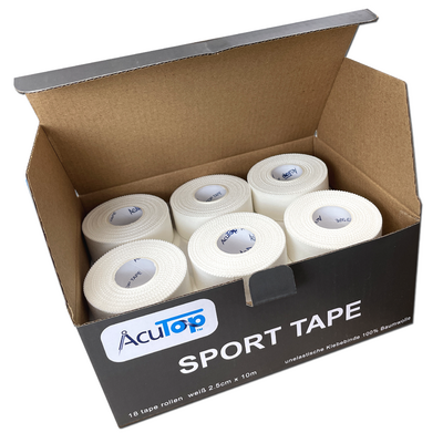 Zestaw taśm do tapingu sportowego - sztywne tapy 2,5 cm- mocny klej, duża przyczepność, wodoodporne właściwości (AcuTop Sport Tape 2,5 Set)