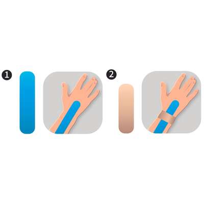 Zestaw gotowych aplikacji na nadgarstek - kinesiology tape - szybka i łatwa aplikacja (AcuTop Precut Wrist)