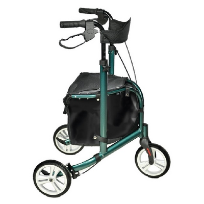 Podpórka trójkołowa aluminiowa z siedziskiem - duża zwrotność, ultralekka konstrukcja, pojemna torba na zakupy (AR-030)