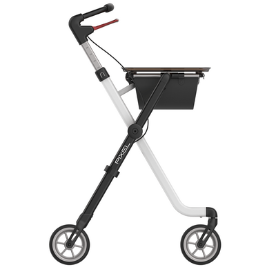 Stylowy rolator z flexi ramą i opatentowanym zatrzaskiem Click&amp;Safe - podpórka do użytku wewnętrznego + tacka - Rehasense (Pixel)