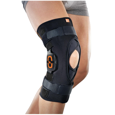 Krótka orteza stawu kolanowego z policentrycznymi szynami bocznymi i regulacją zakresu ruchomości - otwarta konstrukcja - Orthoservice (GenuFIT 25A)