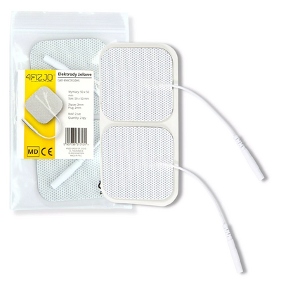 Elektrody żelowe do elektrostymulacji TENS/EMS - zestaw 2 sztuk - elektrody samoprzylepne wielokrotnego użytku (4Fizjo Gel Electrodes)