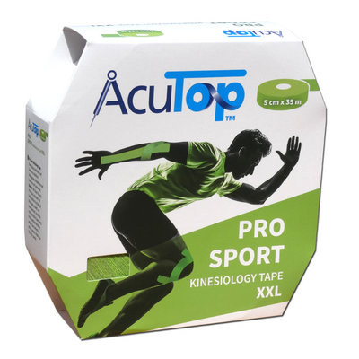 AcuTop PRO SPORT 35m - wzmocniona taśma do kinesiotapingu - ZIELONA - sportowy tape - duża rolka (ATPS 35 GREEN)