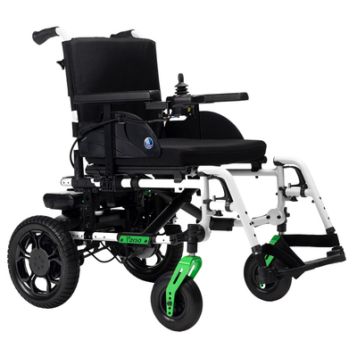 Ultralekki adaptowalny wózek inwalidzki z napędem elektrycznym i systemem Click&amp;Drive - łatwy w transporcie, duże możliwości konfiguracji (Vermeiren Verso)