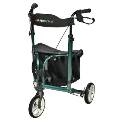 Podpórka trójkołowa aluminiowa z siedziskiem - duża zwrotność, ultralekka konstrukcja, pojemna torba na zakupy (AR-030)