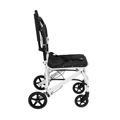 Wózek inwalidzki z funkcją transportową - wytrzymała stalowa rama, wygodne siedzisko z oparciem (MOBIL-TIM)