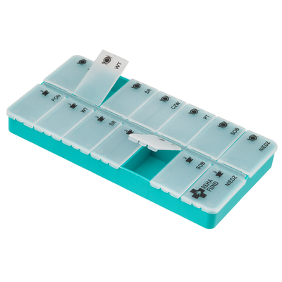 Kasetka tygodniowa na leki - 2 pory dnia - rano i wieczór - wygodny czternastokomorowy organizer na leki Reha Fund (RF-355)