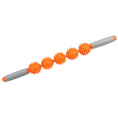 Wałek z obrotowymi rolkami do masażu mięśniowo-powięziowego - roller z kolczastymi kulkami i wygodnymi rączkami (24289)